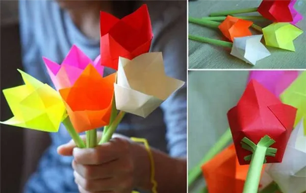 тюльпаны из бумаги для мамы