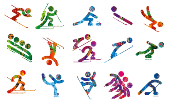 Пиктограммы, изображающие зимние виды спорта