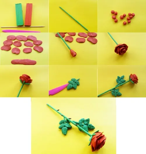 Как сделать розу из пластилина. Аппликация на картоне, объемная. Мастер класс пошагово своими руками для детей