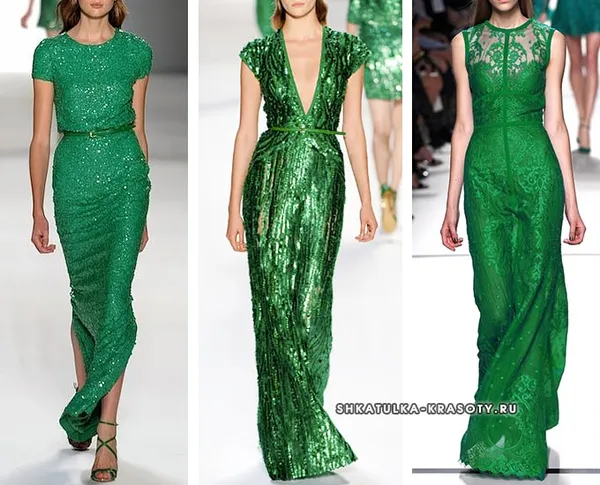 с чем носить зеленое платье в пол