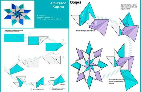 Схема солнца оригами