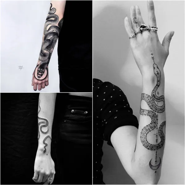 Тату змея - Татуировка змея - Тату змея вокруг руки 
