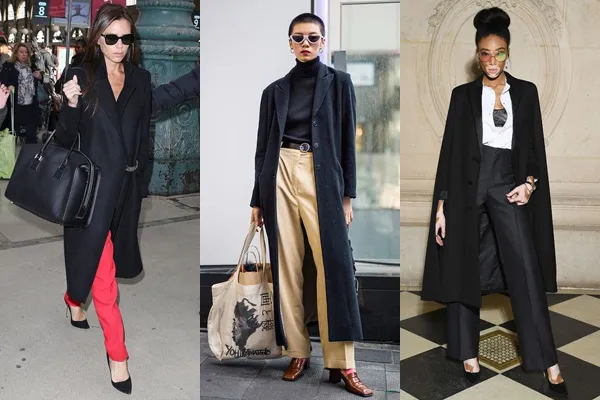 Женщины в черных пальто и брюках