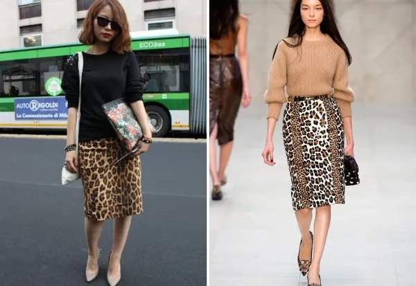 Леопардовая юбка на девушке