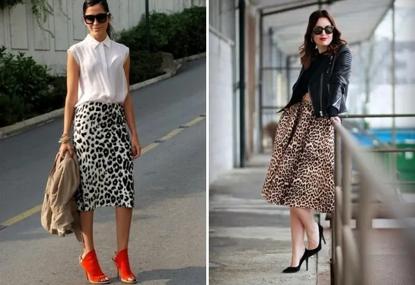 леопардовая юбка с каблуками