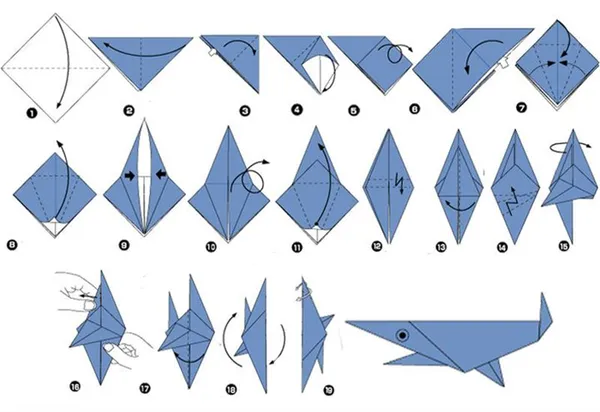 Сборка акулы-оригами