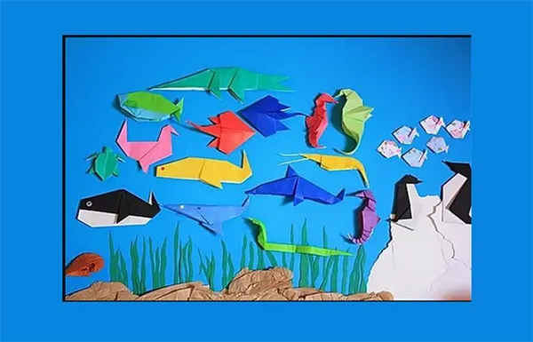 Картина из акул в технике оригами