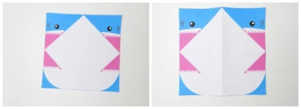 Акула оригами-сложите бумагу посередине